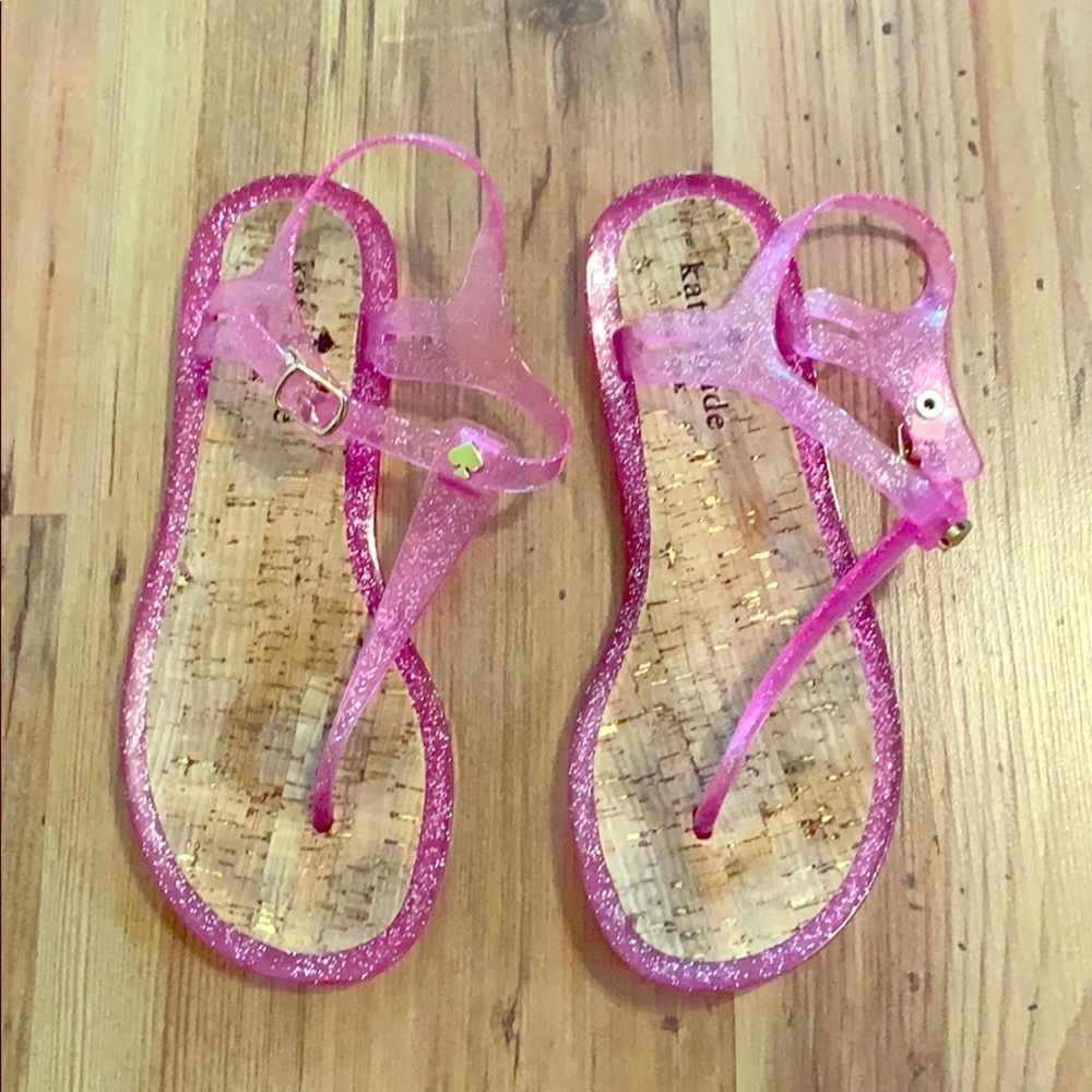 Pink glitter Kate Spade thong sandals